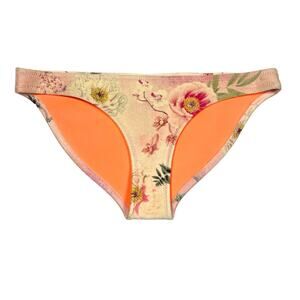 TRIANGL Bikini Bottoms Floral‎ Print Neoprene Hi Cut Women's Medium Peach Pink